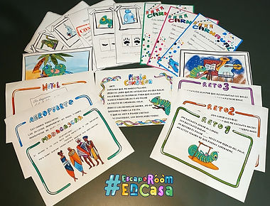 Misiones y diseño del escape room imprimibile para niños ¿Carnaval?