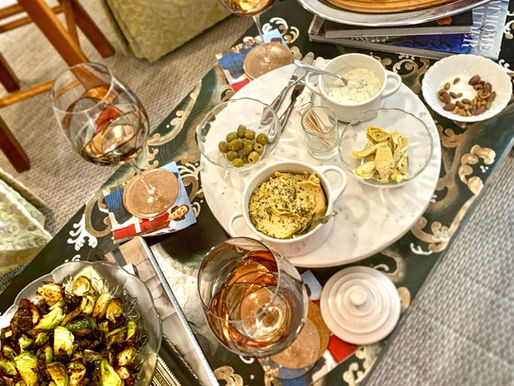 Simple and Delicious Mediterranean Spread For Hosting: Hummus, Pita, Tzatziki, & Brussels Sprouts