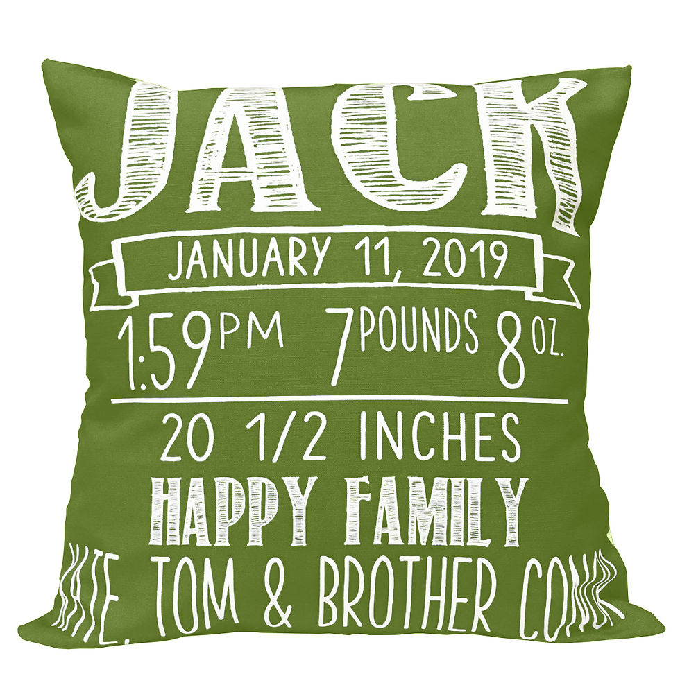 Thumbnail: Chalkboard Design Birth Announcement Pillow
