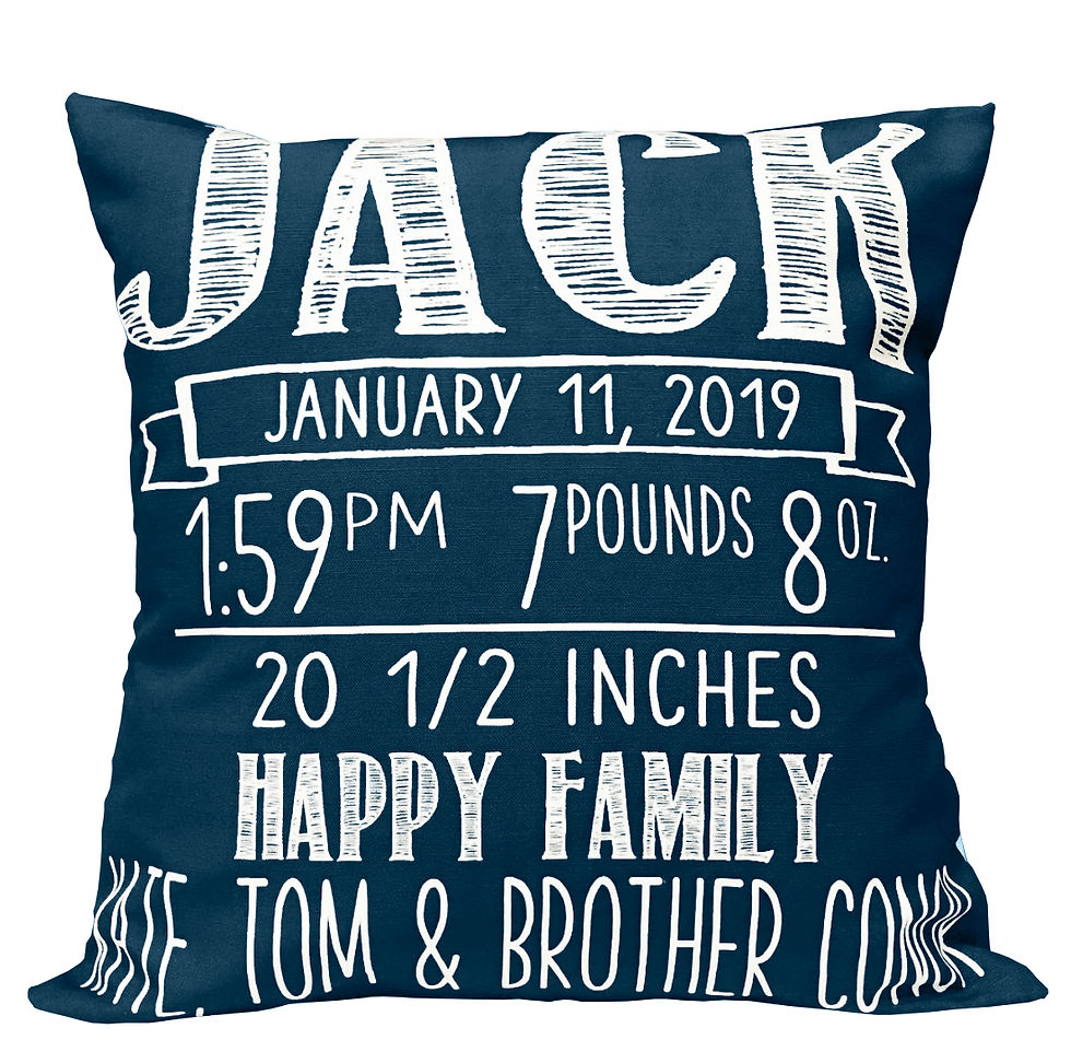 Thumbnail: Chalkboard Design Birth Announcement Pillow