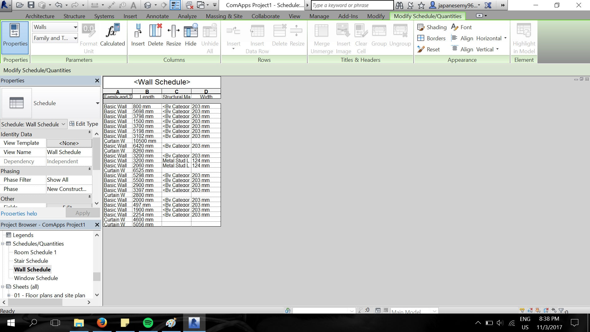 22. Wall schedule is made