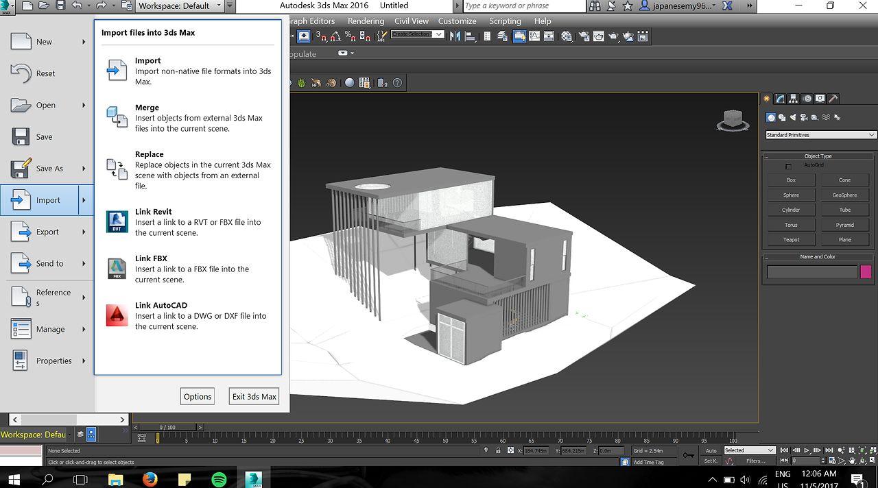 3ds 1. Inserting 3D model from revit to 3Ds Max