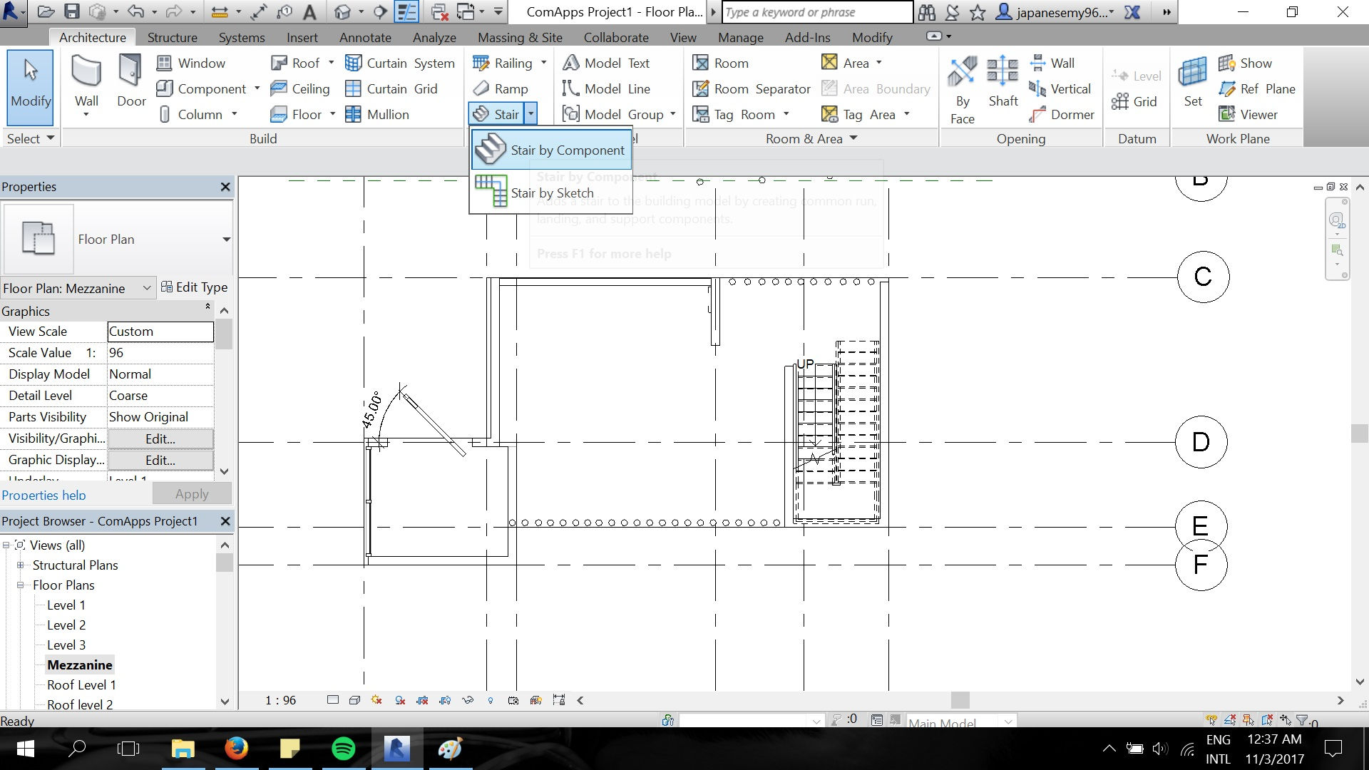 5. Stairs is made using stairs by component tool