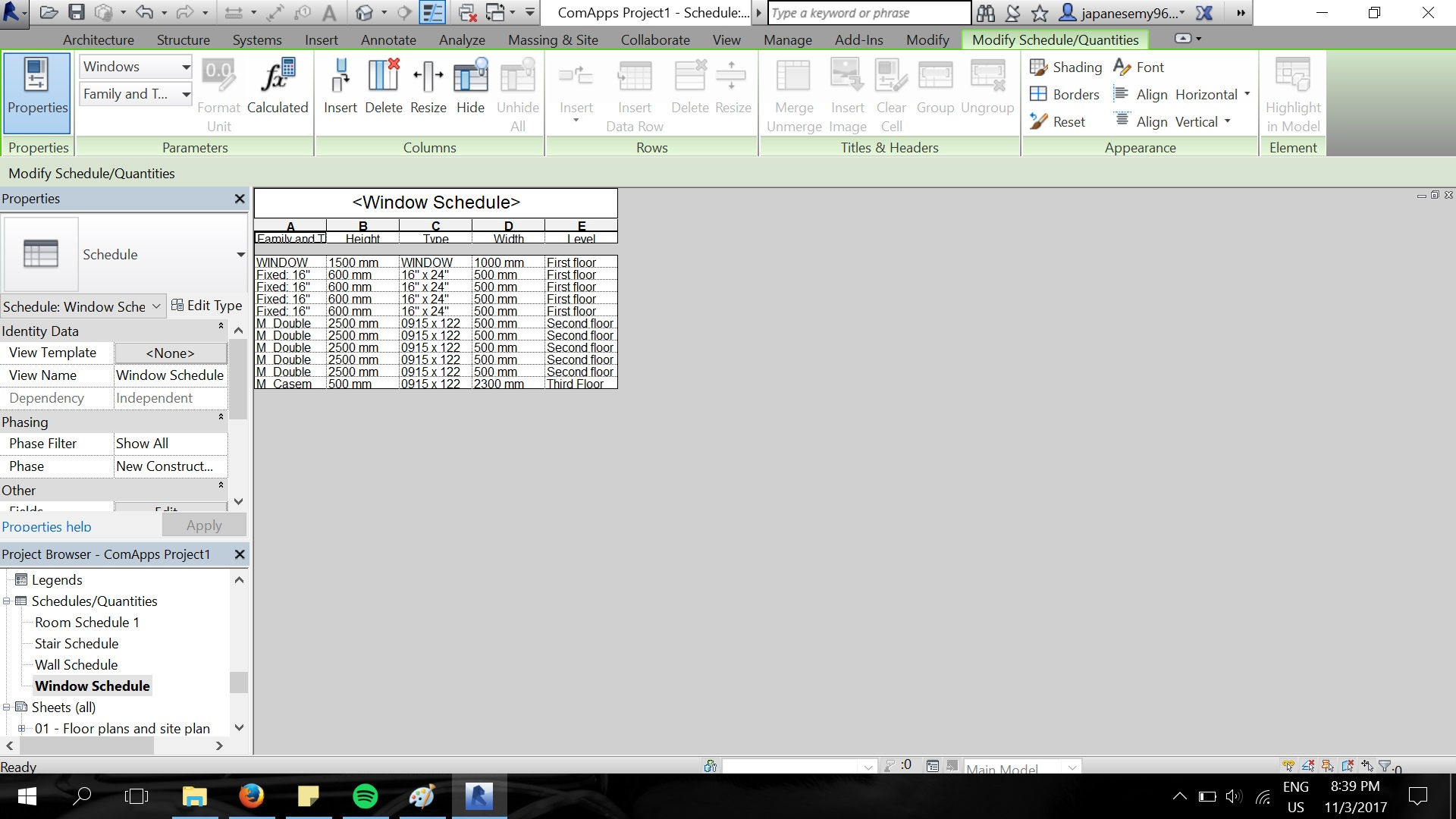 23. Window schedule is made
