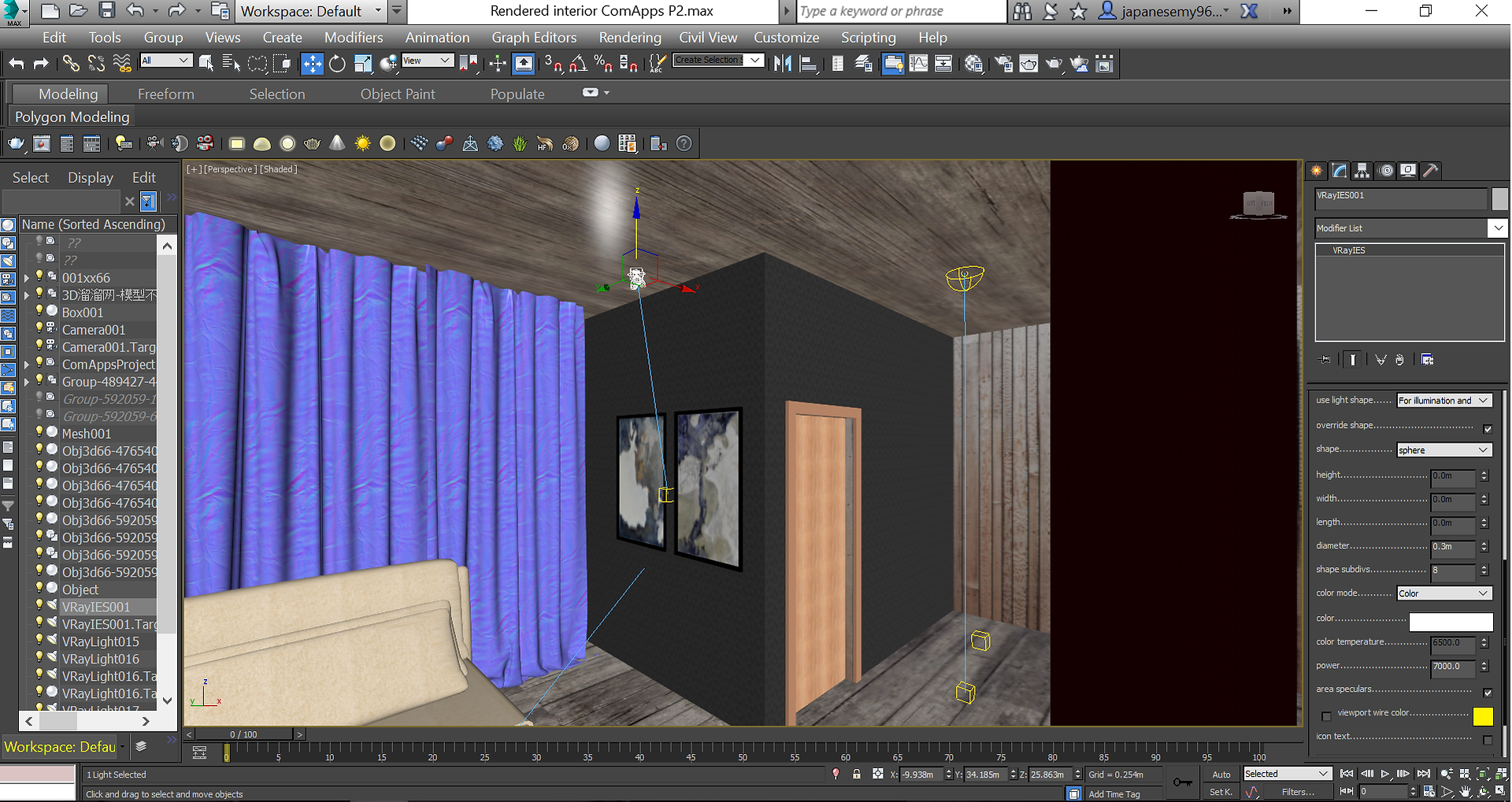 3ds 6. adding in lights using IES and Vray light