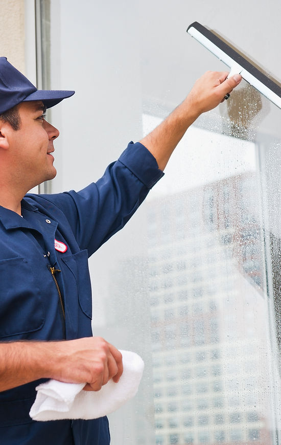 glass cleaning, water stain removal, company building