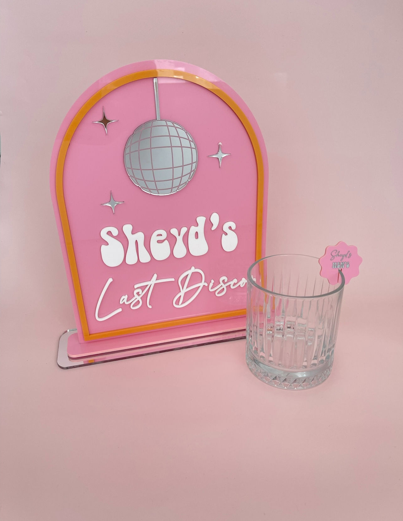 Acrylic Disco Theme Sign - A4
