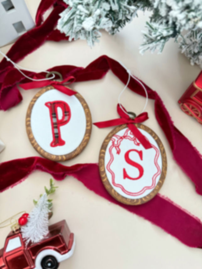 Embroidered Initial Ornaments