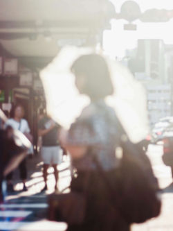 Blurry image of a women walking, to represent unseeing bad memories/ flashbacks- how to get rid of them or make them stop using therapy techniques. (Like styles of EMDR and Accelerated Resolution Therapy)