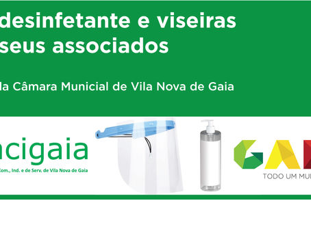 A ACIGAIA oferece gel desinfetante e viseiras aos seus associados com loja de rua.