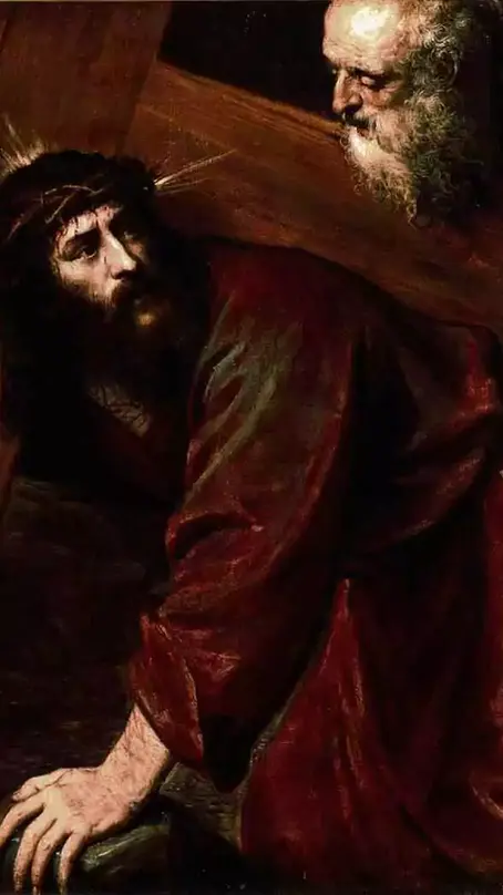 Cristo e Simão, o Cireneu. 1560. Tiziano Vecelli