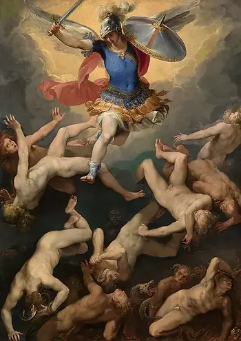 Arcanjo Miguel e os Anjos Rebeldes. 1597. Giuseppe Cesari