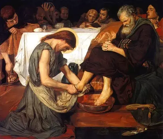 Jesus a lavar os pés a Pedro. 1852–1856. Ford Madox Brown