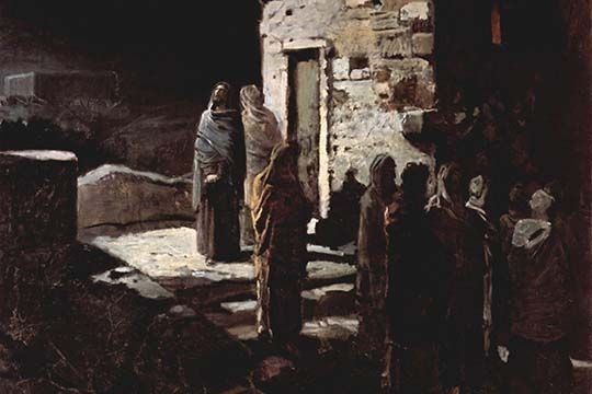 Cristo e os seus discípulos entram no Jardim do Getsémani. 1888. Nikolai Ge