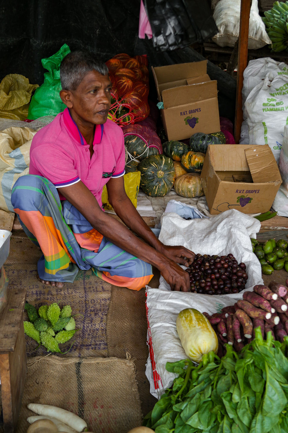 man selling vegetable on the streets, Sri Lanka