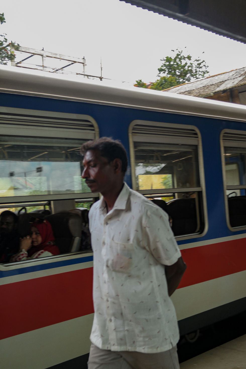 man at the railway station in Sri Lanka