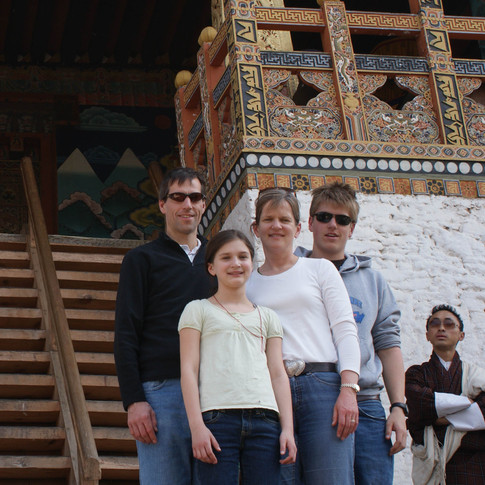 Guest Stephanie G and family at Punakha Dzong