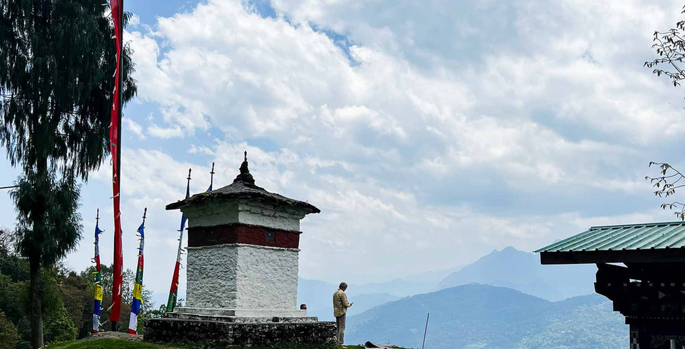 A stupa offers spectacular views toward the Punakha Valley in Goen Shari