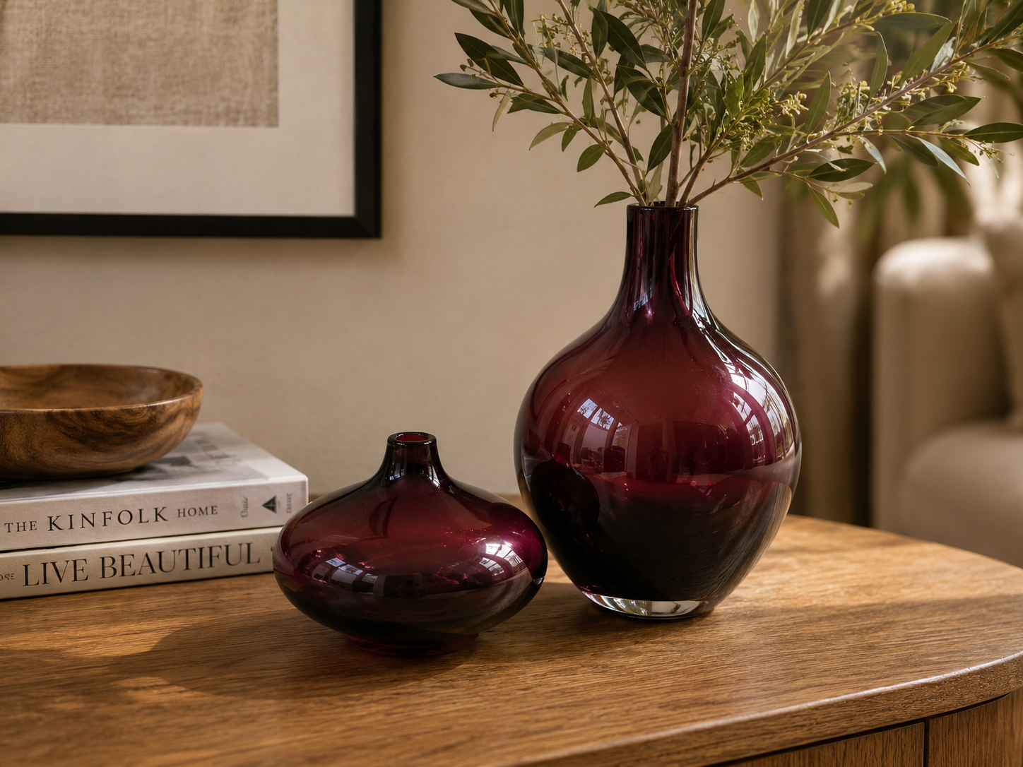 Ruby Art Glass Vases - Pair