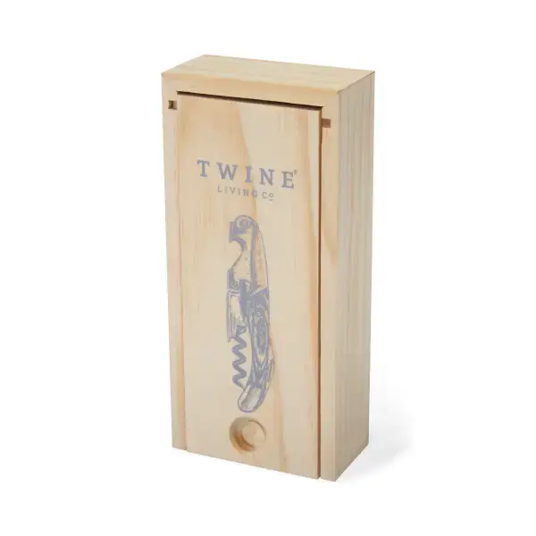 Thumbnail: Wooden Double Hinged Corkscrew in wood box By Twine