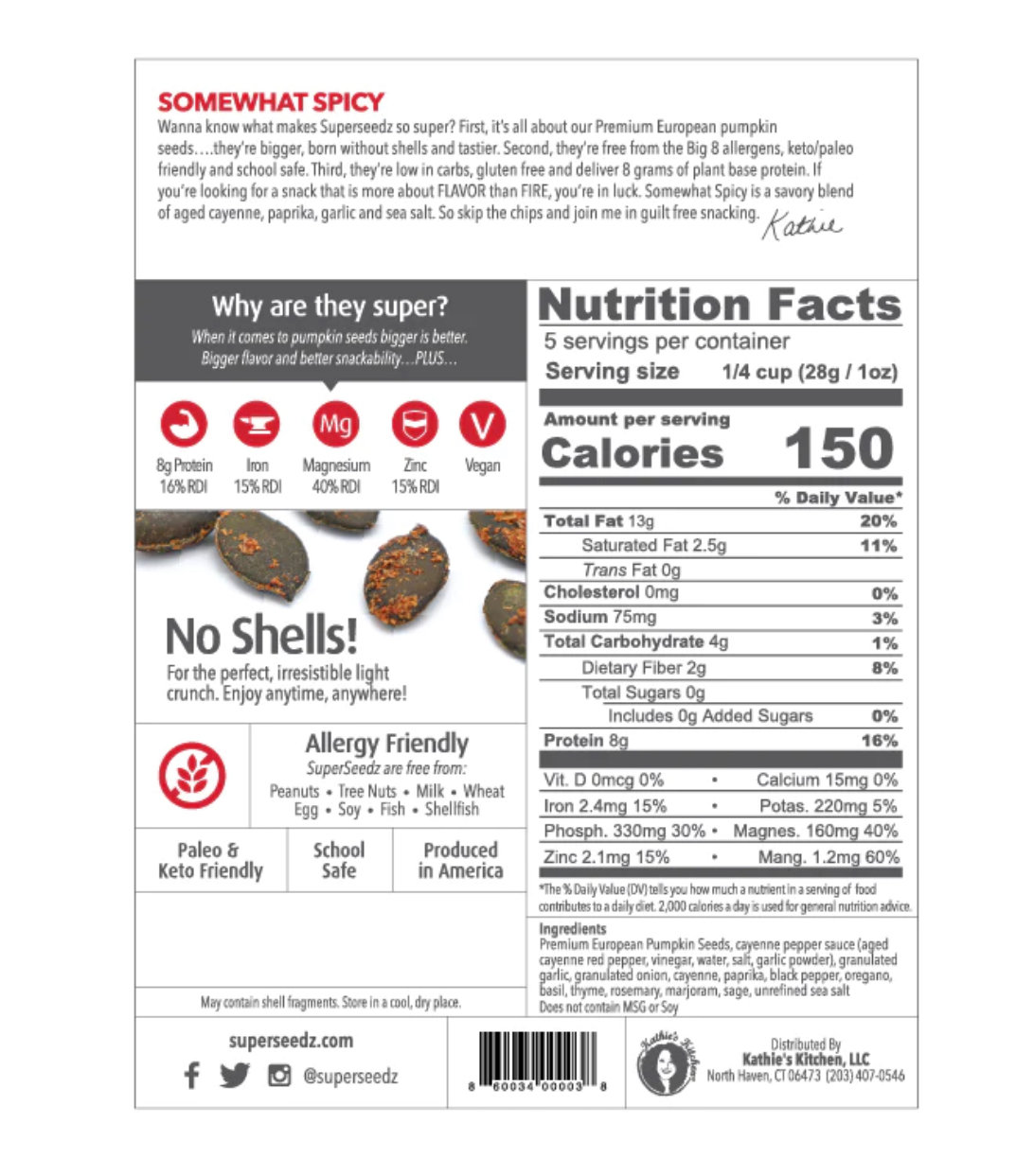 SuperSeedz Original 5oz Somewhat Spicy Pumpkin Seeds | The Cork And Board