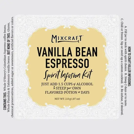 Vanilla Bean Espresso Spirit Infusion Kit by Mixcraft The Cork And Board