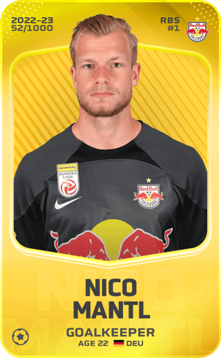 Limited Sorare card of goalkeeper Nico Mantl