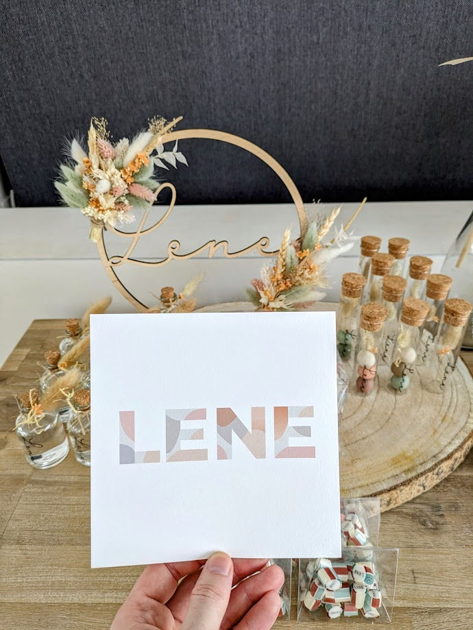Gepersonaliseerd geboortekaartje voor Lene, grafisch ontwerp door White Whale Webdesign