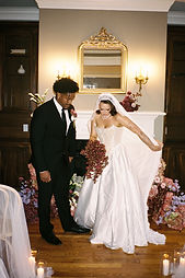North Carolina wedding couple at ceremony getting set