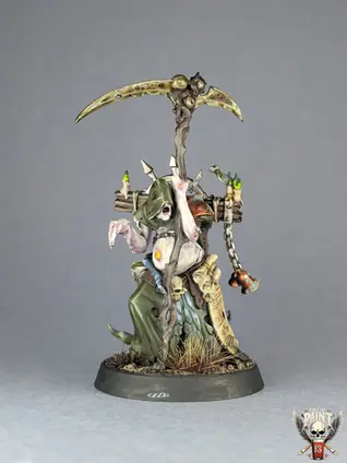 Sorcier Gangreneur des maggotkin of Nurgle
, warhammer age of sigmar tabletop+, style eavy metal peint pint of paint marseille