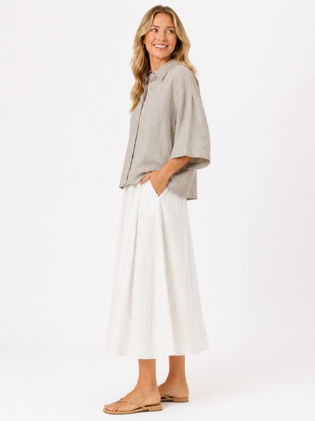Cropped Shirt Flax