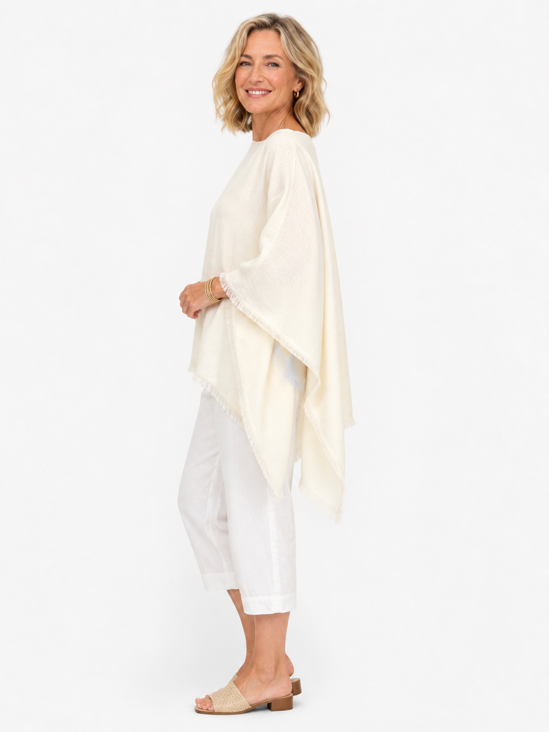 copy of Linen Poncho in Baby Blue