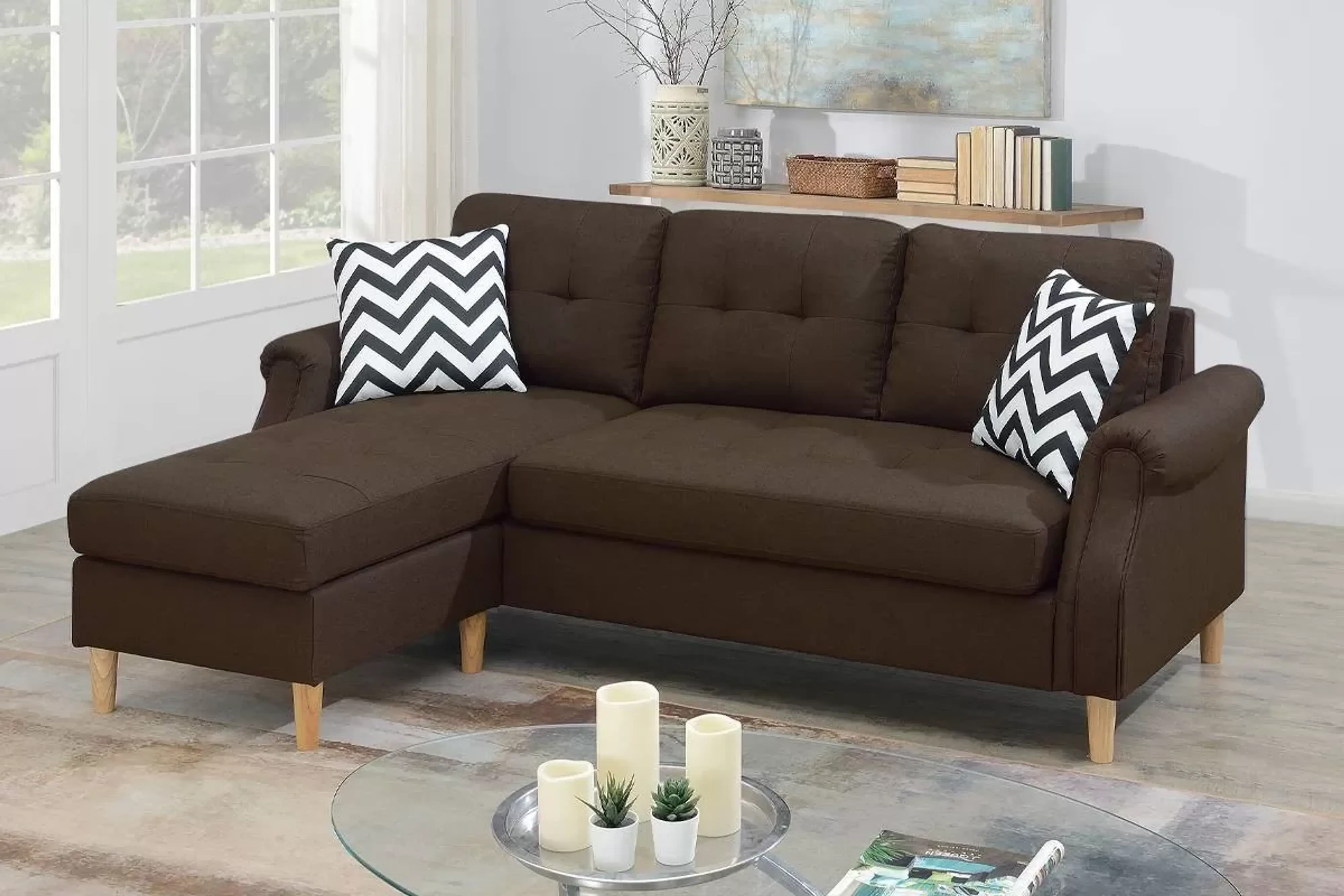 F6457 Reversible Sectional Set W/ 2 Accent Pillows