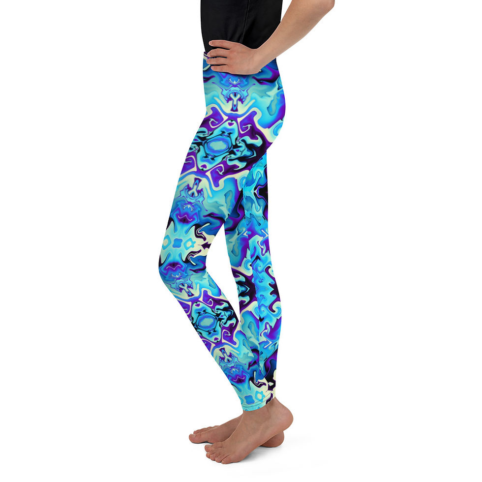 Thumbnail: Side view of lower body showing Blue Ink youth leggings in studio