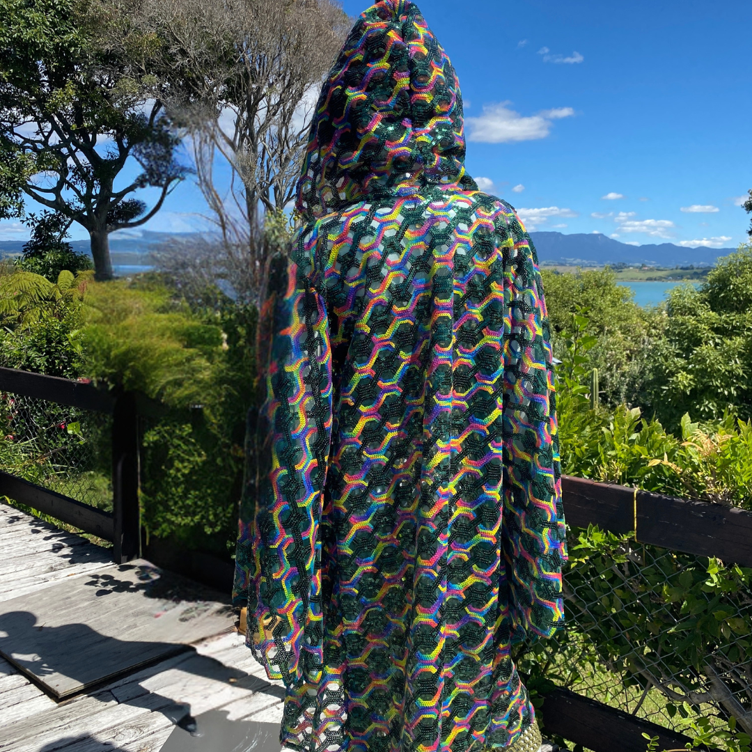 Green Deco Sequin Festival Kimono