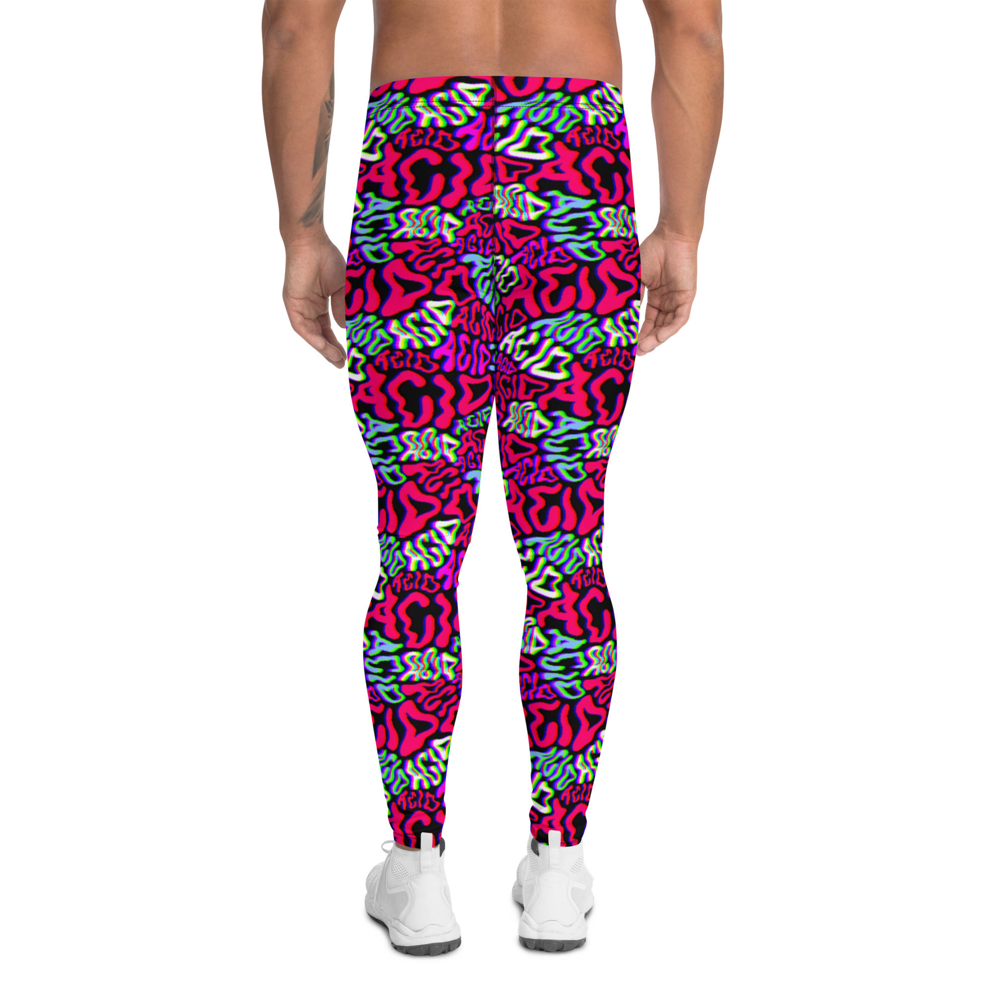Back view of the Acid House Festival Meggings on a model, showing overall fit and design.