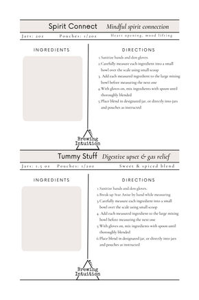 Recipes for Spirit Connect and Tummy Stuff teas