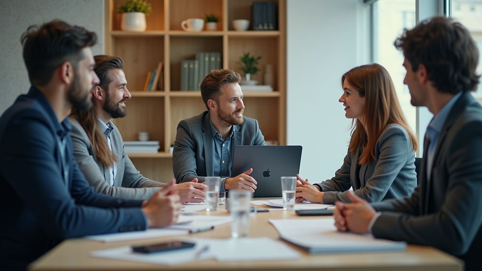 Close-up view of a business meeting with startup founders discussing funding strategies
