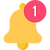 Pictogramme de cloche avec le numéro 1 dans un cerle rouge