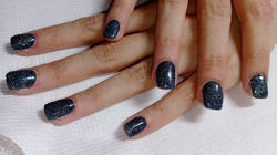 Black square holographic glitter #acrylicnails #cute-icals #squarenails #glitternails #instanails #n