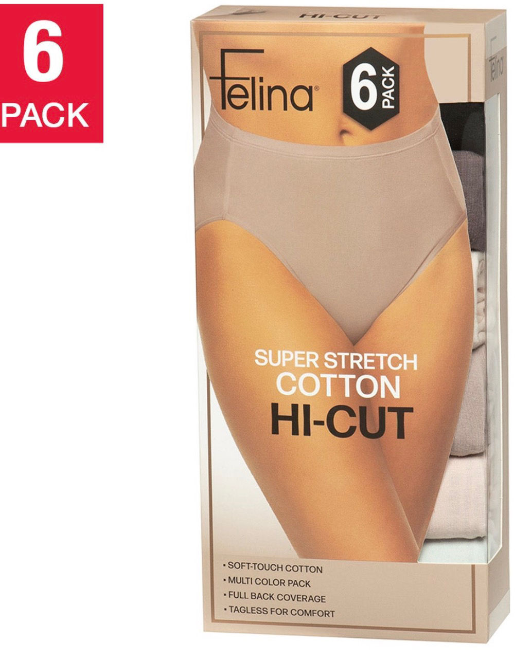 Felina Women’s Hi-Cut Underwear – 6 Pack