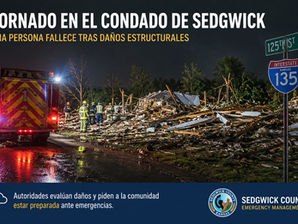 Una persona fallece tras daños por tornado en el condado de Sedgwick