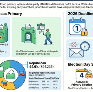 Infographic with 2026 Kansas election information 