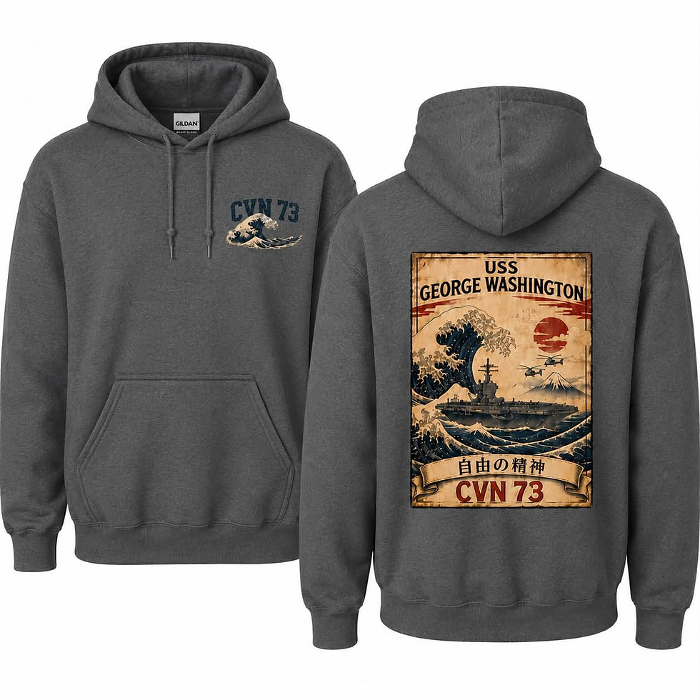 Thumbnail: USS George Washington Vintage Wave Design Hooded (Gildan Sweatshirt)