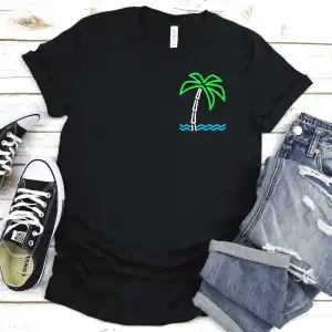 Neon Blue Palm Tree (pocket)