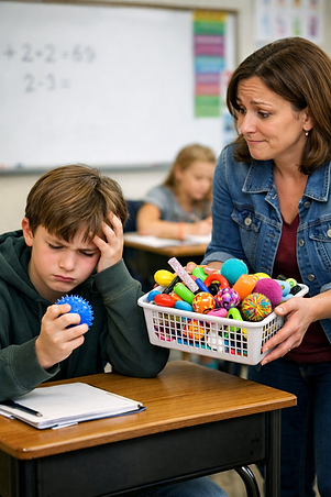 student being given a sensory tool and fidget