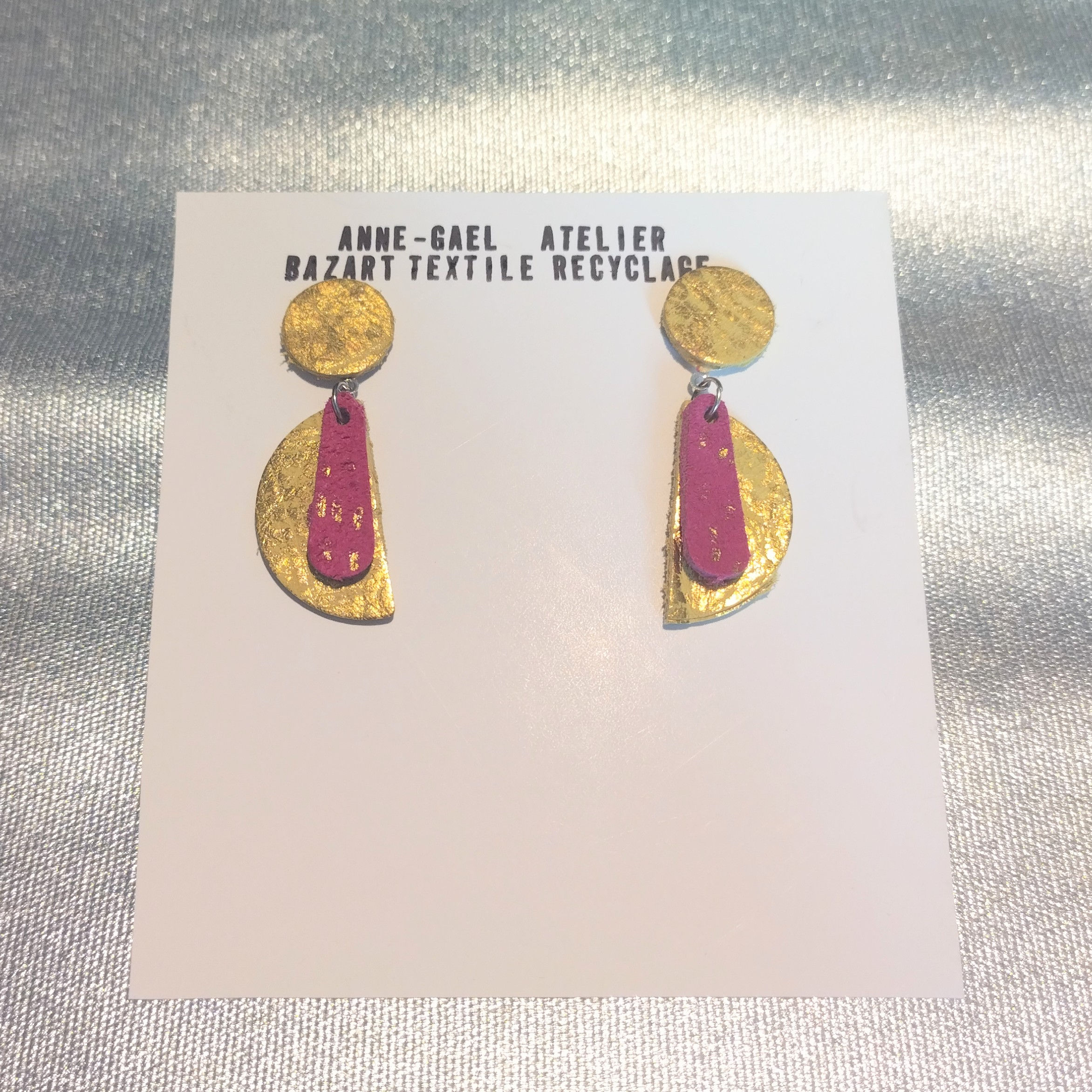 Boucles d'oreilles BOHOCOLOR little vert doré et rose 