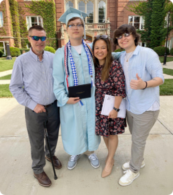 An LHON family at a graduation.