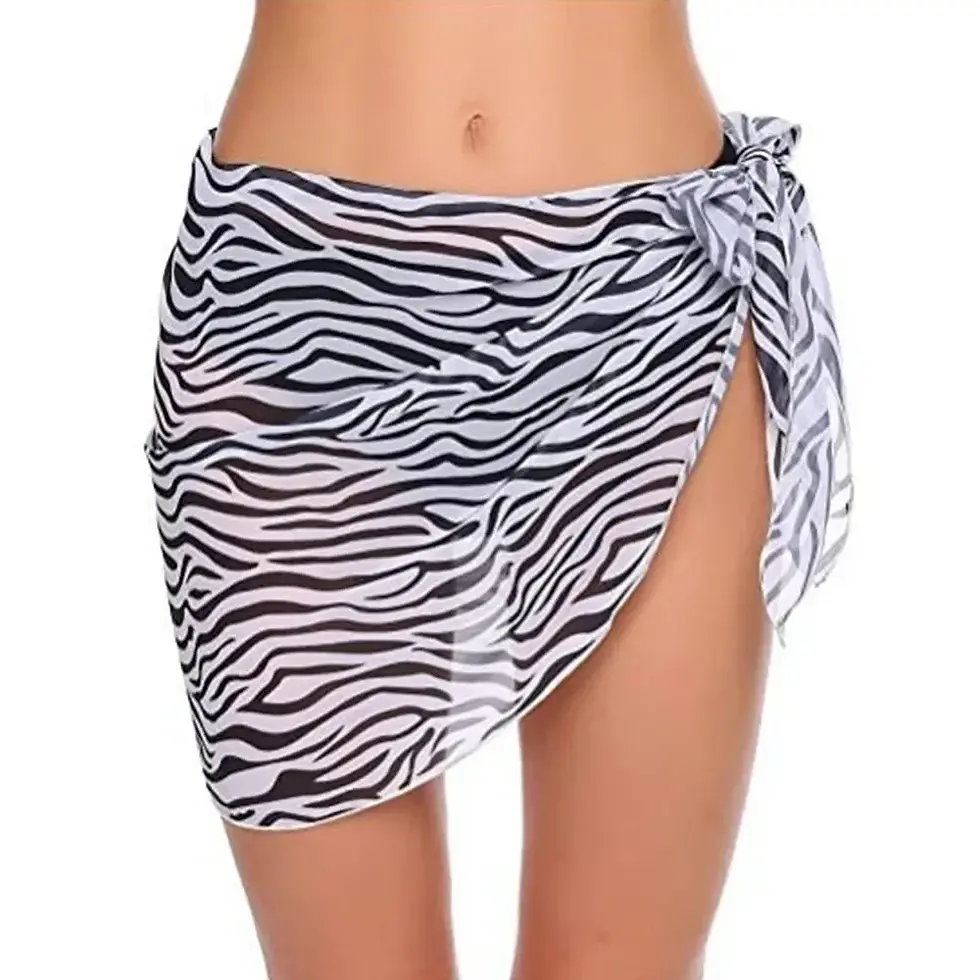 Thumbnail: Summer Women Short Solid Sarong Swimsuit Coverups Beach Bikini Wrap Sheer Short