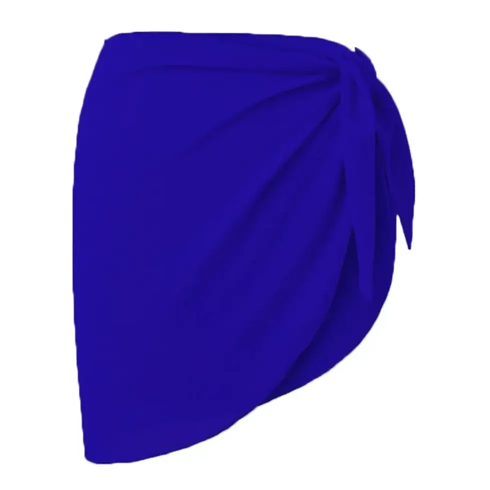 Thumbnail: Summer Women Short Solid Sarong Swimsuit Coverups Beach Bikini Wrap Sheer Short